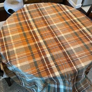 Plaid Fall Harvest Tablecloth in Orange and Brown - Classic Home Dining